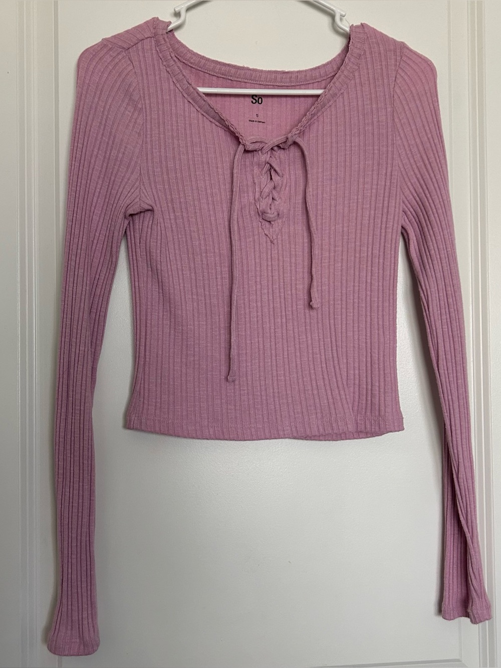 SO (S) Purple Ribbed Long sleeve Top